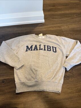 Malibu Crewneck Sweatshirt - Gray with Navy Lettering